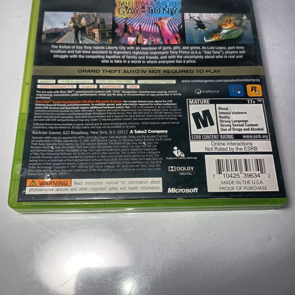 Grand Theft Auto: Episodes From Liberty City W/ Poster Xbox 360 CIB Video Game